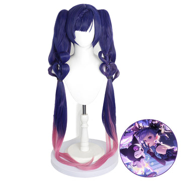 SAKUMETA ANGELA/KUROMI'S HEART Blue to Purple Red Gradient Long Cosplay Wig