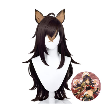 Perruque longue marron clair pour cosplay SAKUMETA DEHYA