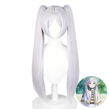 SAKUMETA Frieren Silver White Cosplay Wig with Twin Tails