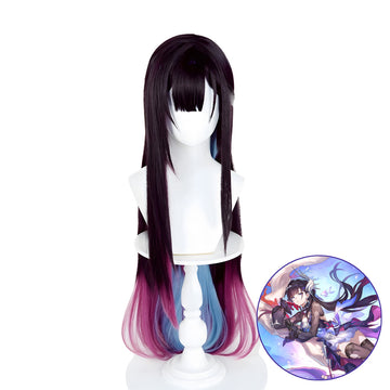 SAKUMETA HYSILENS Blue Purple Red Tri-color Long Cosplay Wig