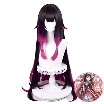 Perruque longue violette de cosplay SAKUMETA JEAN GUNNHILDR avec queue de cheval
