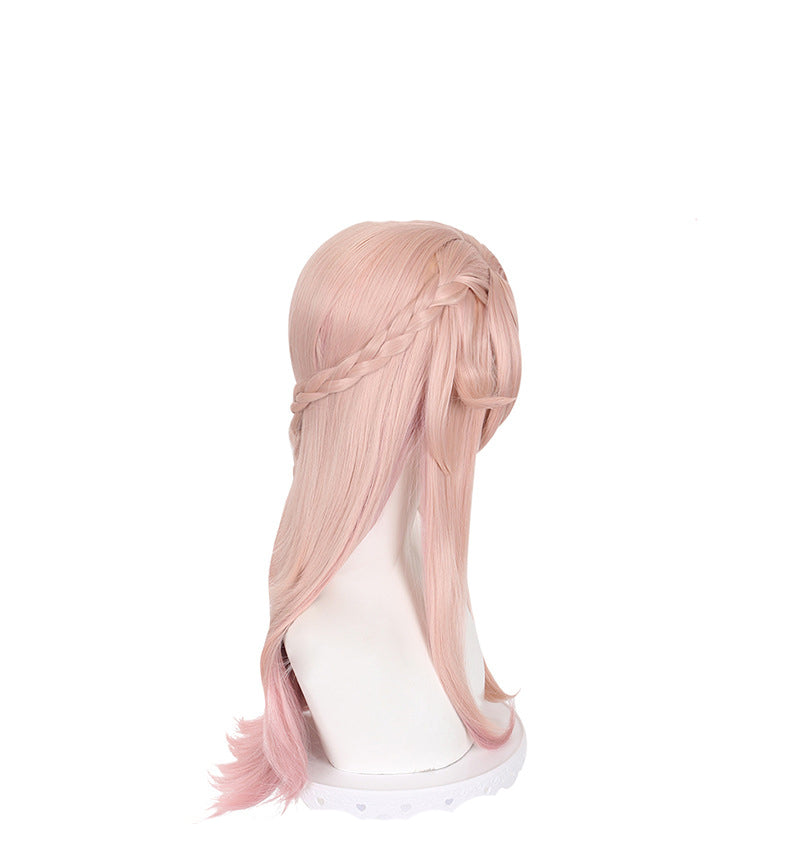 Perruque de cosplay rose avec tresses SAKUMETA JIAO QIU