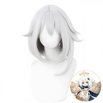 SAKUMETA PAIMON Silver Short Cosplay Wig with Bangs