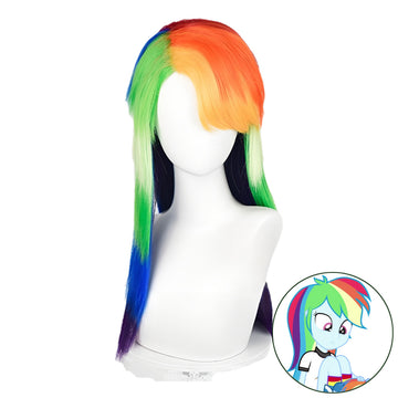 SAKUMETA RAINBOW DASH Rainbow Color Long Cosplay Wig with Bangs