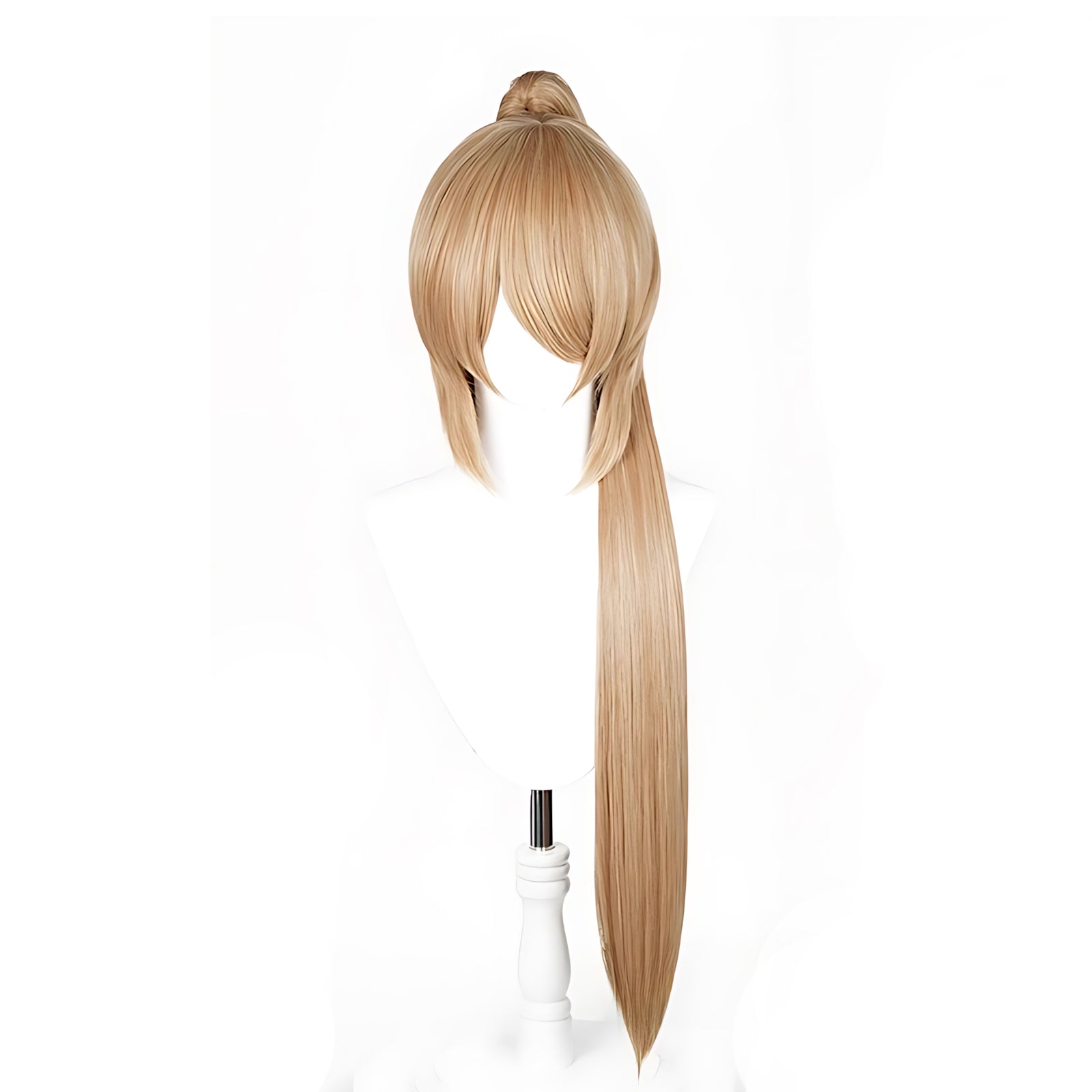Non-Styled Universal 90cm Short Wig with Detachable Ponytail for Wig Makers