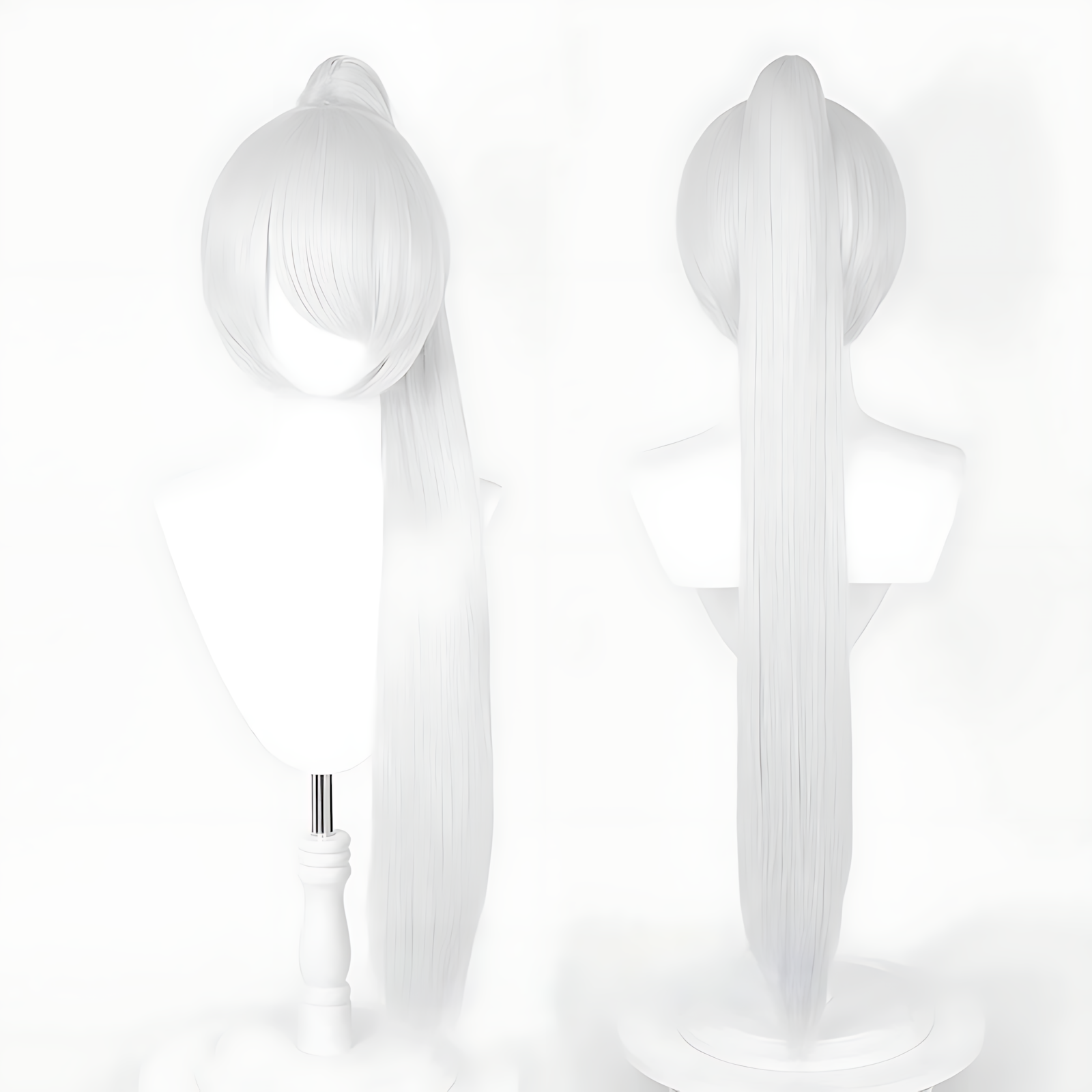 Non-Styled Universal 90cm Short Wig with Detachable Ponytail for Wig Makers