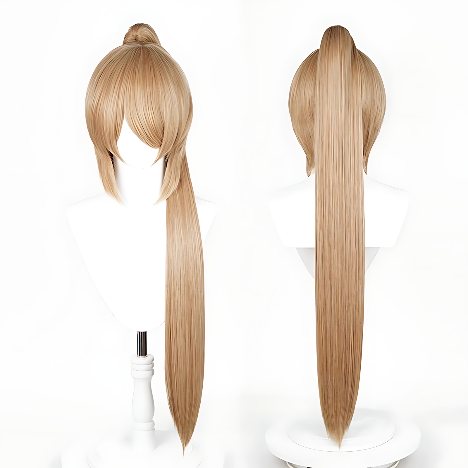 Non-Styled Universal 90cm Short Wig with Detachable Ponytail for Wig Makers