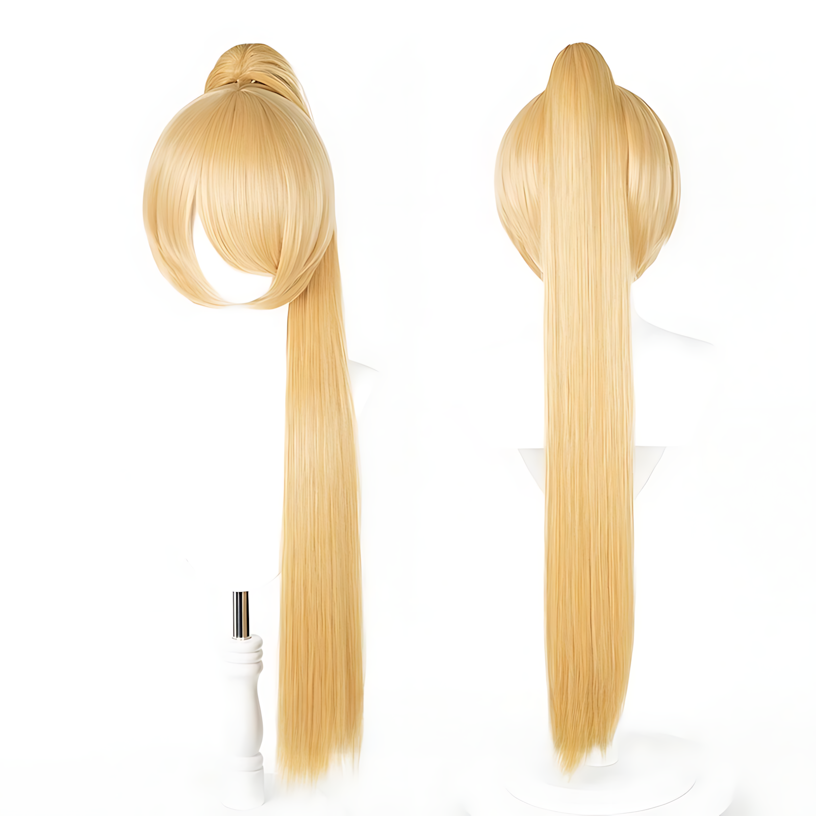 Non-Styled Universal 90cm Short Wig with Detachable Ponytail for Wig Makers