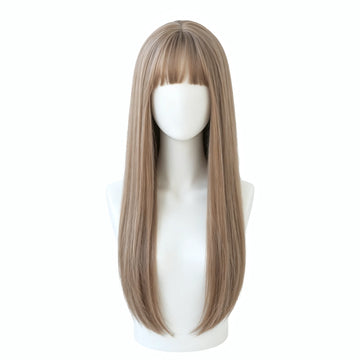 SAKUMETA Long Straight Hair with Wispy Bangs Daily Wig