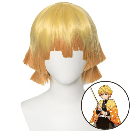 SAKUMETA AGATSUMA ZENITSU Golden Blonde Short Cosplay Wig with Bangs