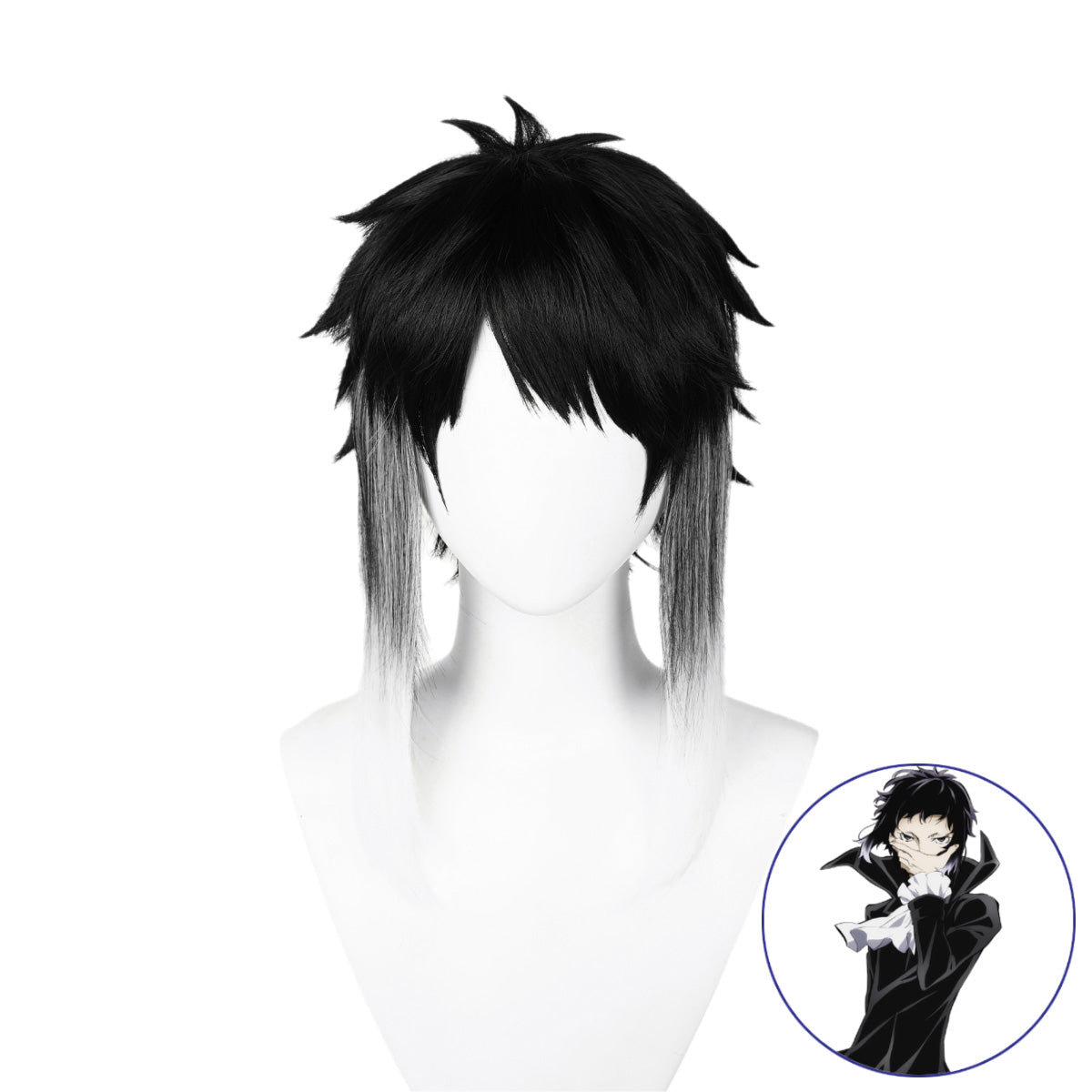 SAKUMETA AKUTAGAWA RYUNOSUKE Black Gray Cosplay Wig