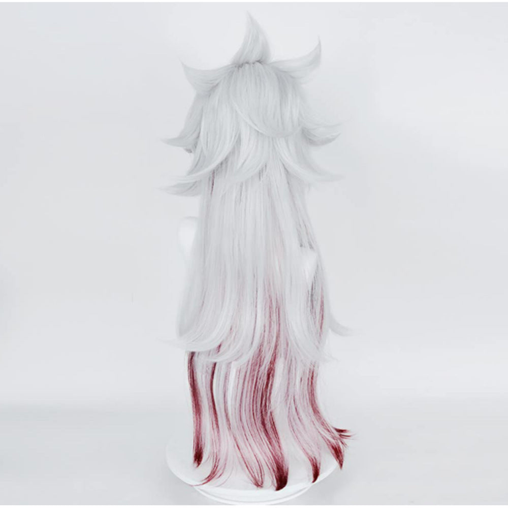 SAKUMETA ARATAKI ITTO Silver-White and Red Highlighted Long Cosplay Wig