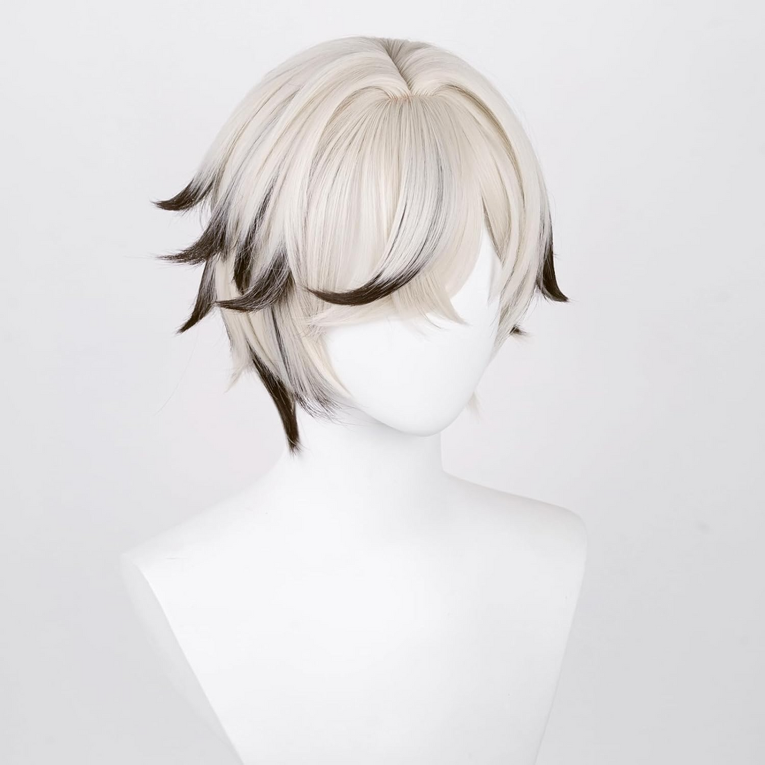 SAKUMETA ARLAN Custom White and Brown Mixed Short Cosplay Wig