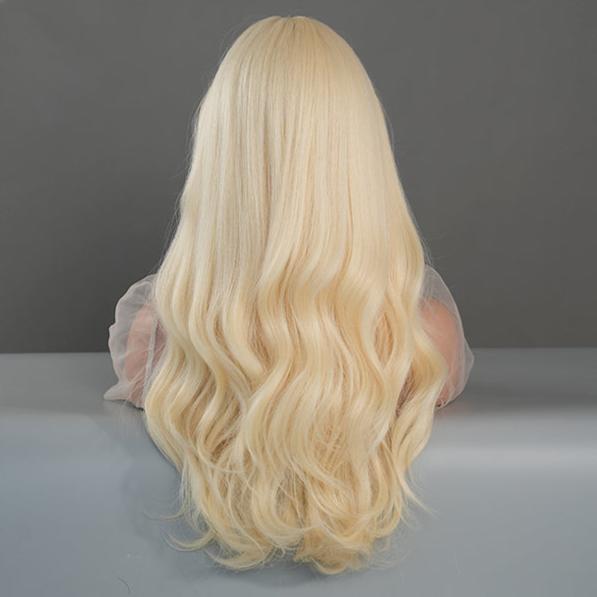 Perruque longue ondulée blonde avec frange pour Barbie SAKUMETA 