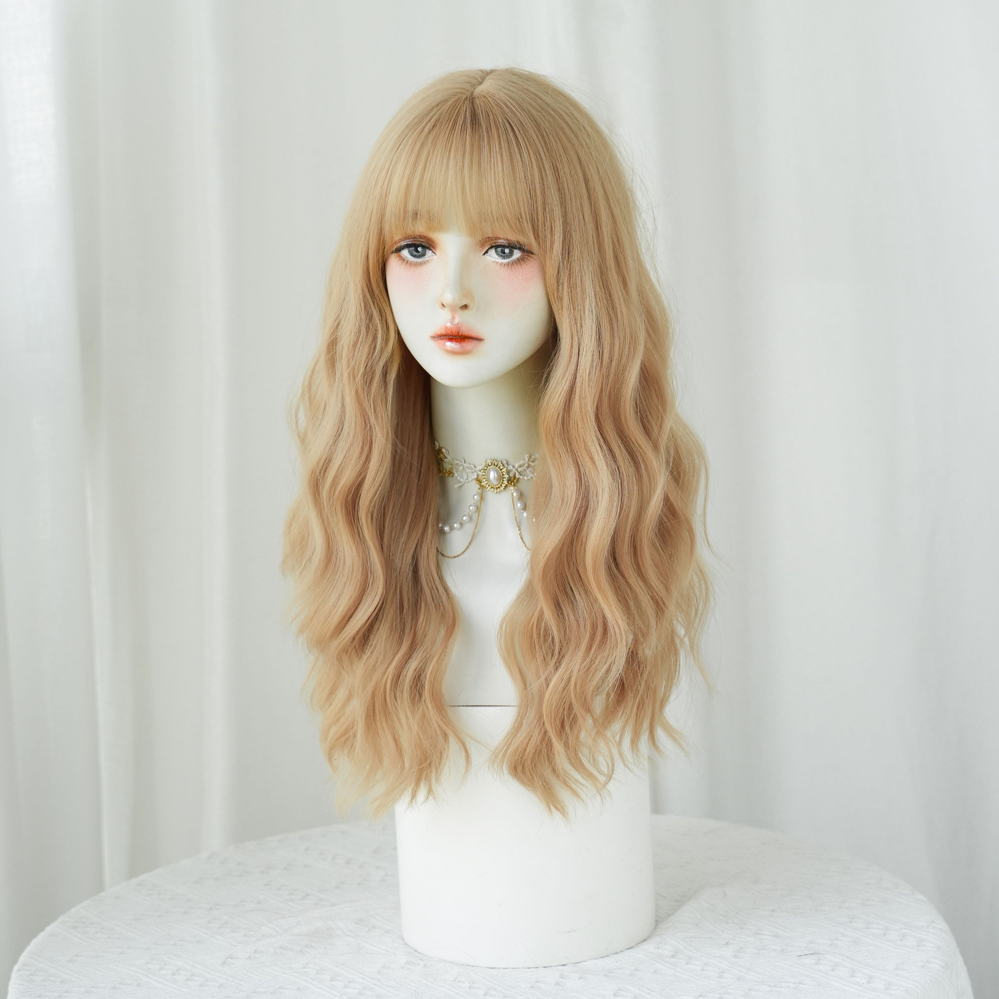 Perruque Body Wave SAKUMETA avec frange, plusieurs couleurs, style Lolita 