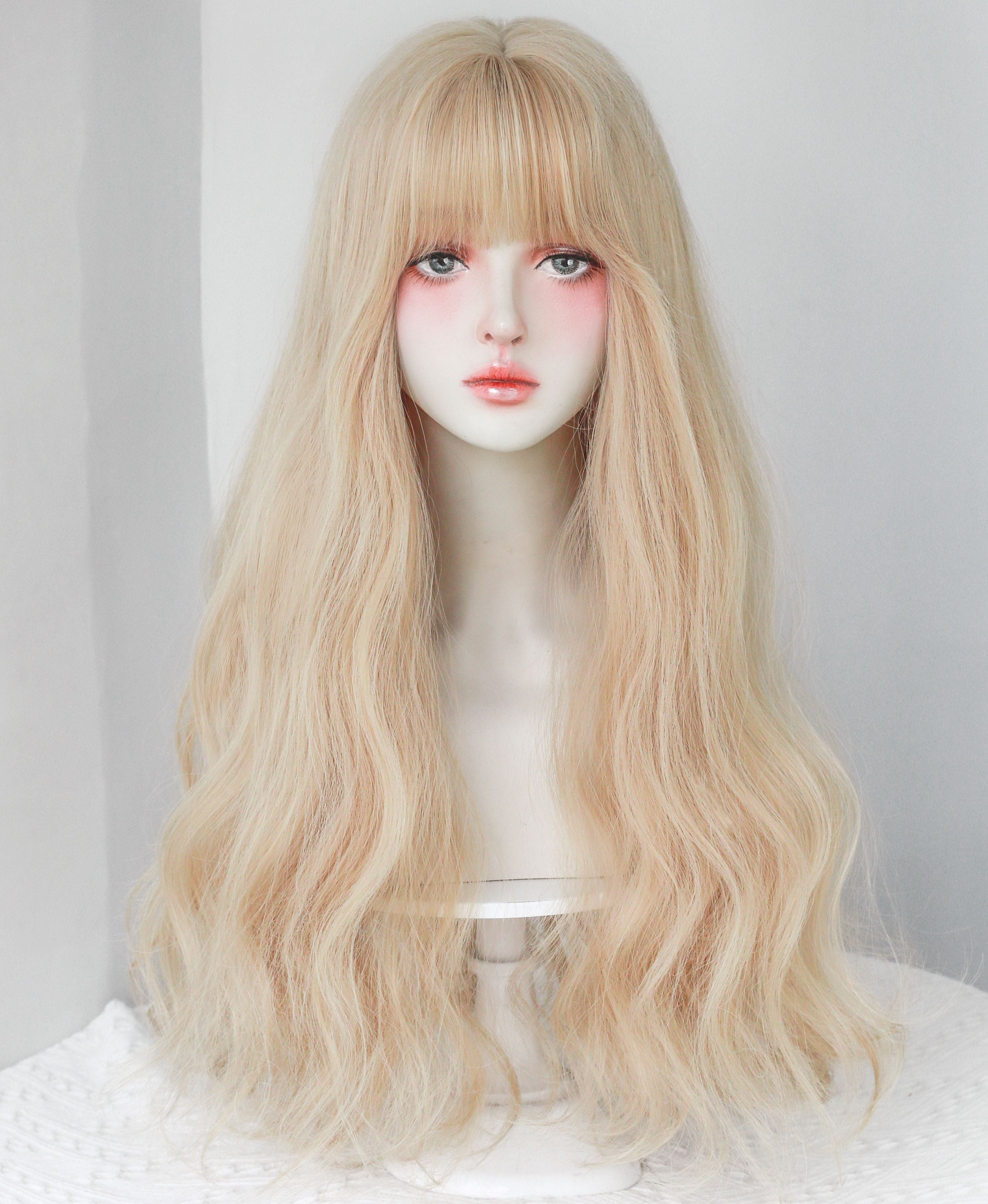 Perruque Body Wave SAKUMETA avec frange, plusieurs couleurs, style Lolita 