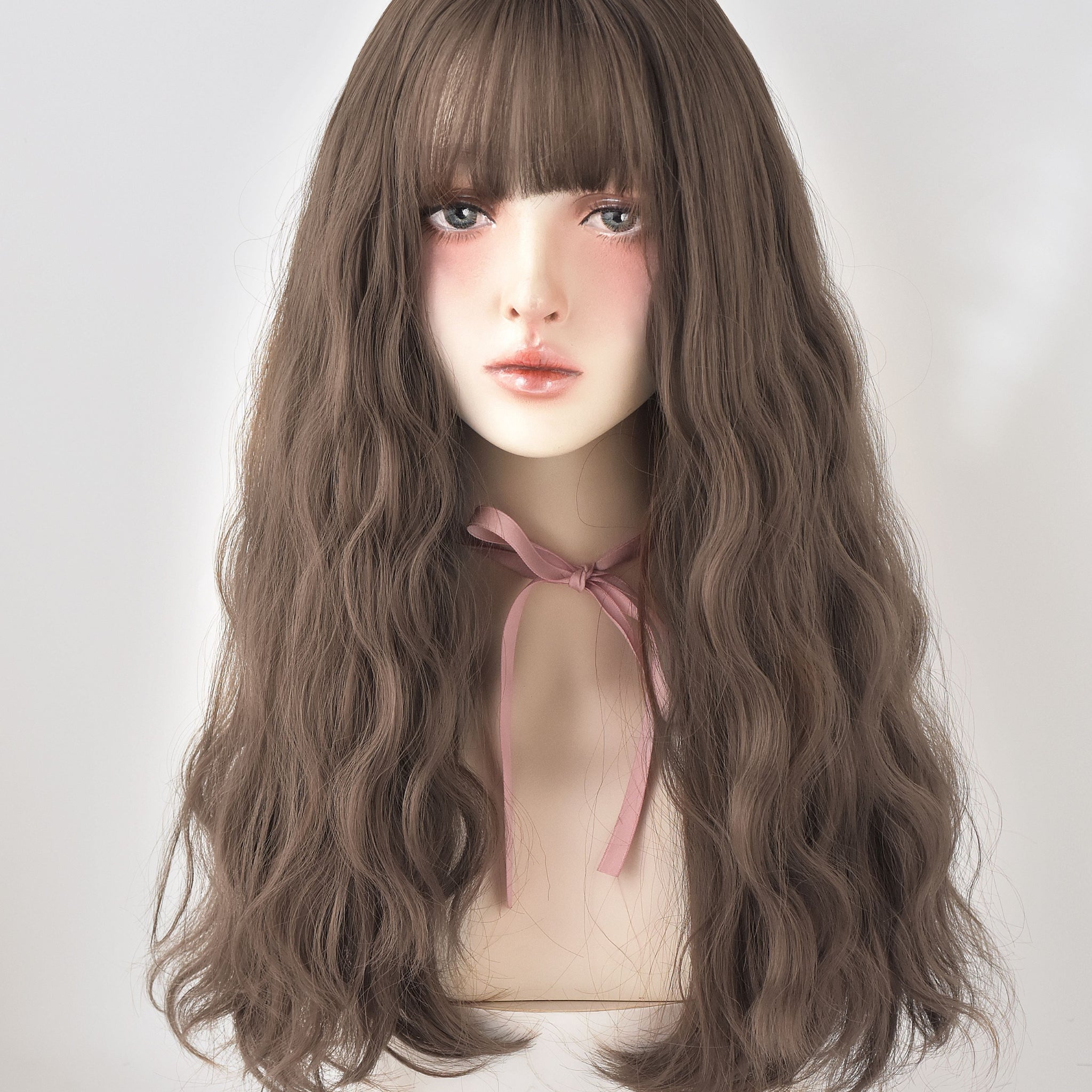 SAKUMETA Brown Lazy French Perm Wig with Bang