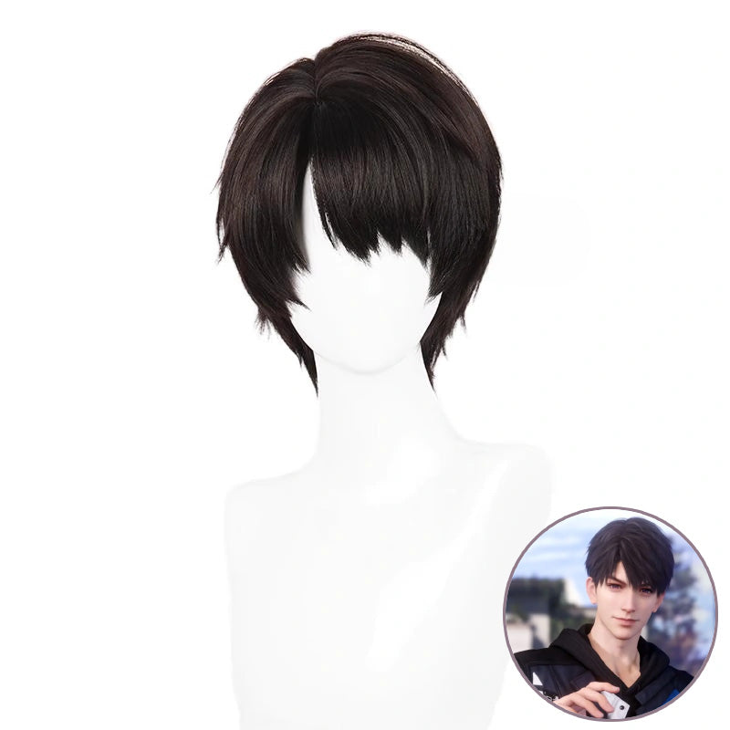 SAKUMETA CALEB Dark Brown Short Cosplay Wig