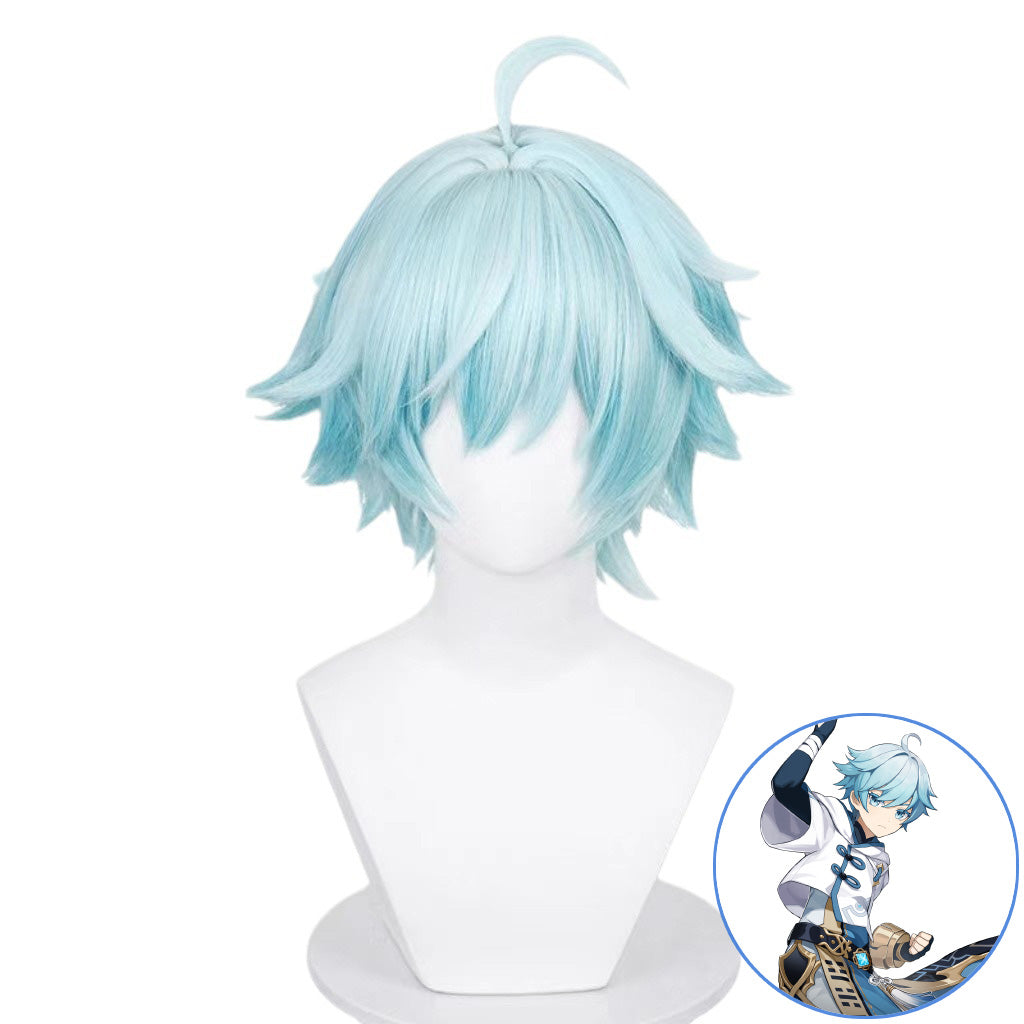 Perruque courte de cosplay bleu glacier SAKUMETA CHONGYUN 