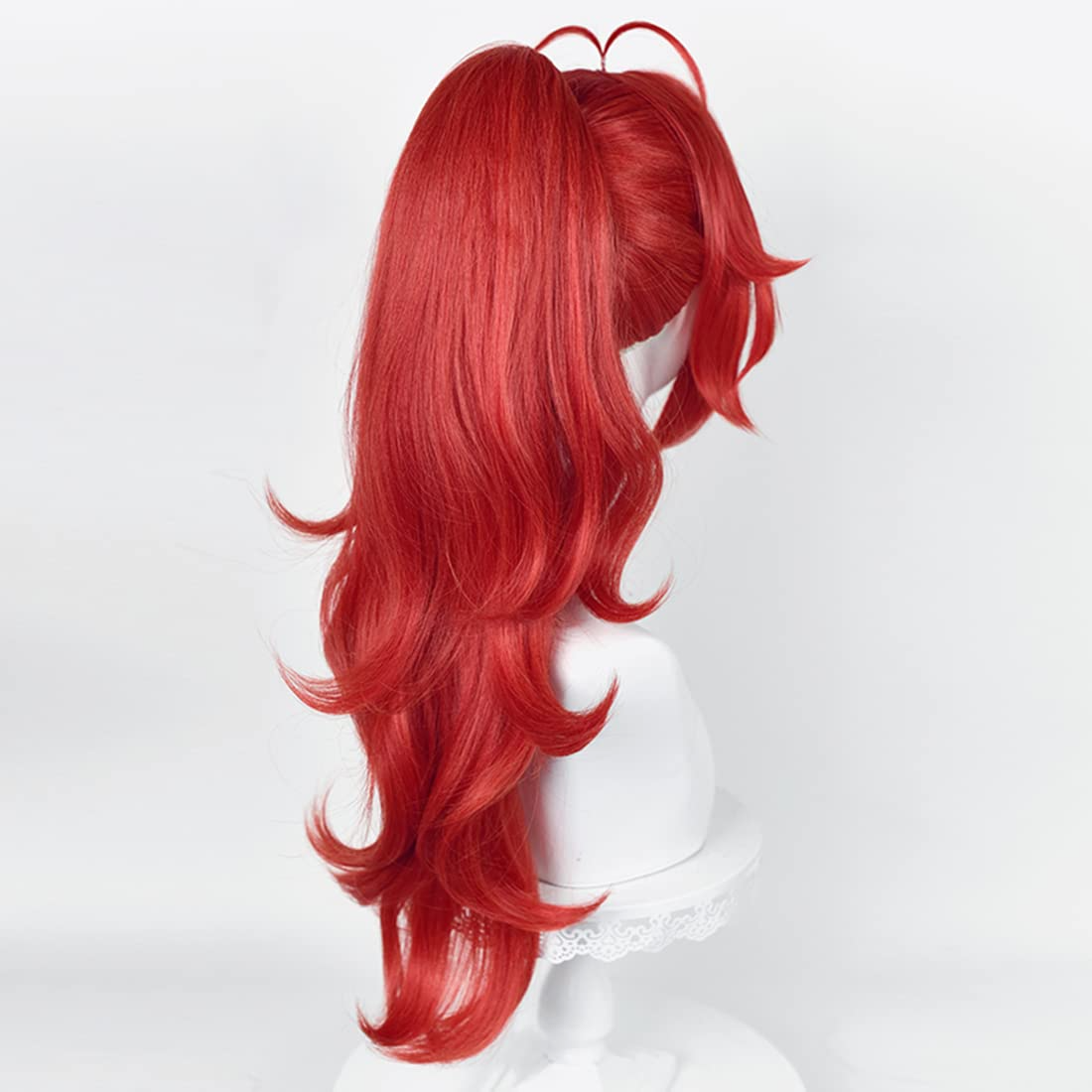 SAKUMETA DILUC RAGNVINDR Red Cosplay Wig with Ponytail