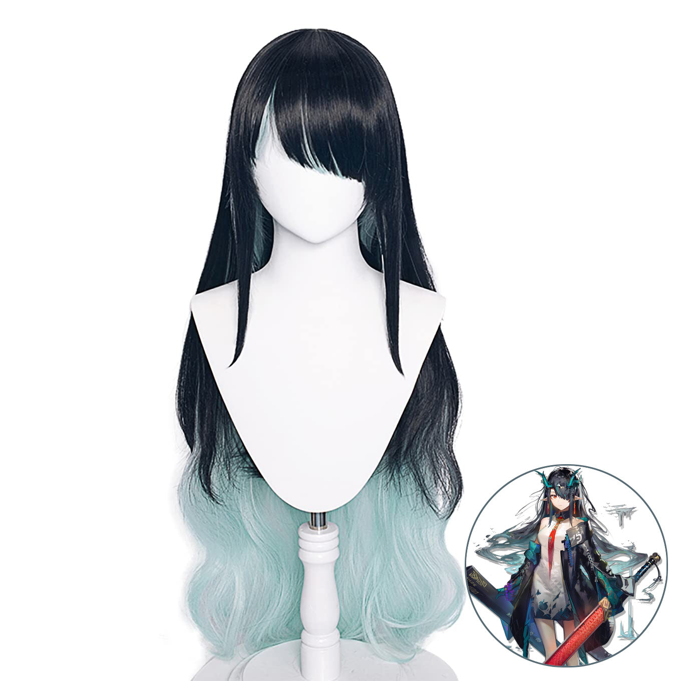 SAKUMETA DUSK Black and Green Long Cosplay Wig