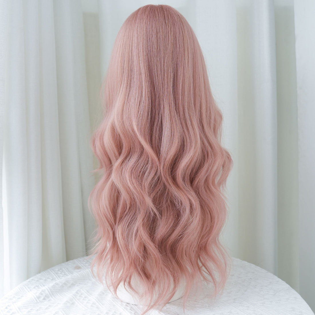 SAKUMETA Dark Peach Pink Body Wave Wig with Wipsy Bang