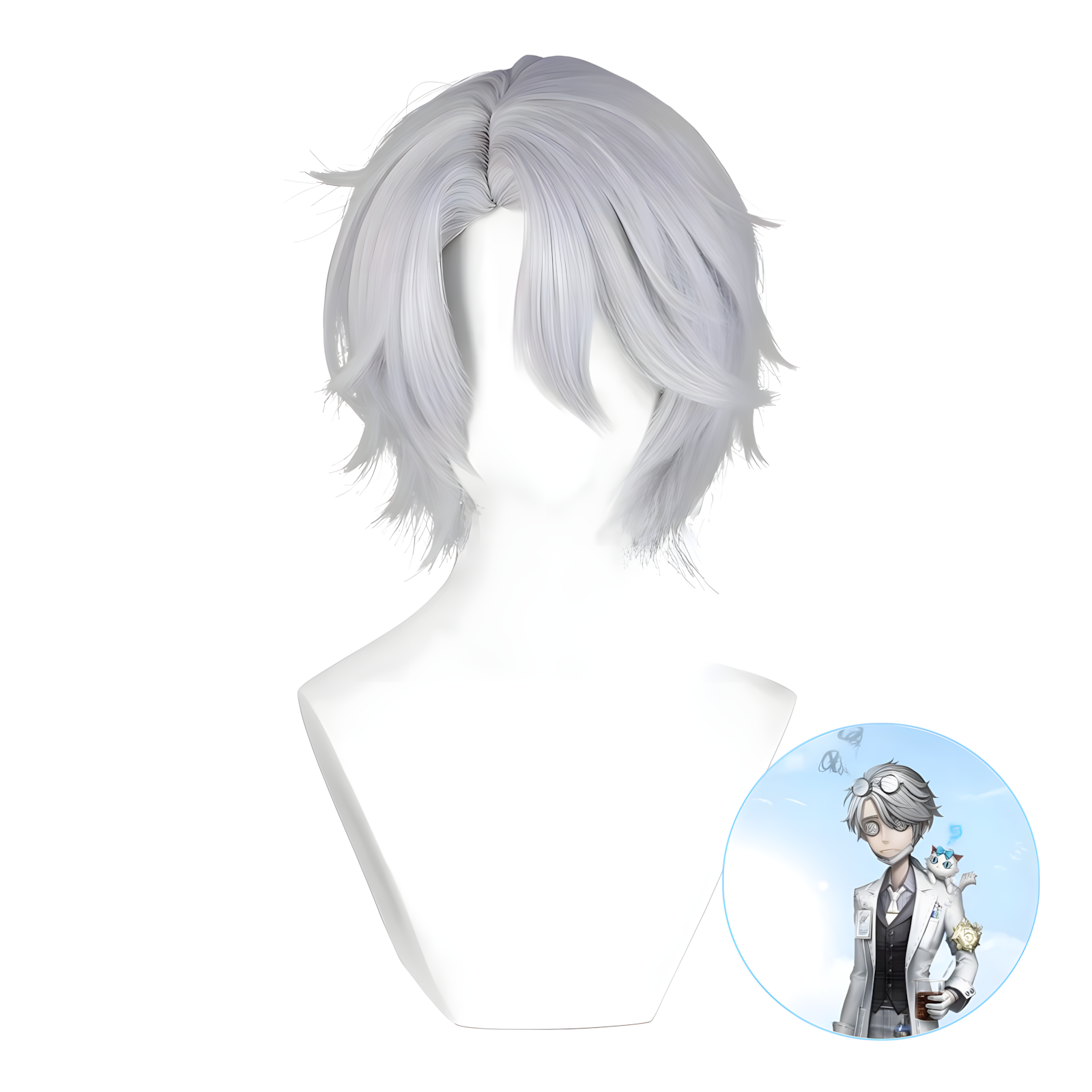SAKUMETA EMBALMER/AESOP CARL/GATTO Silver White Cosplay Wig