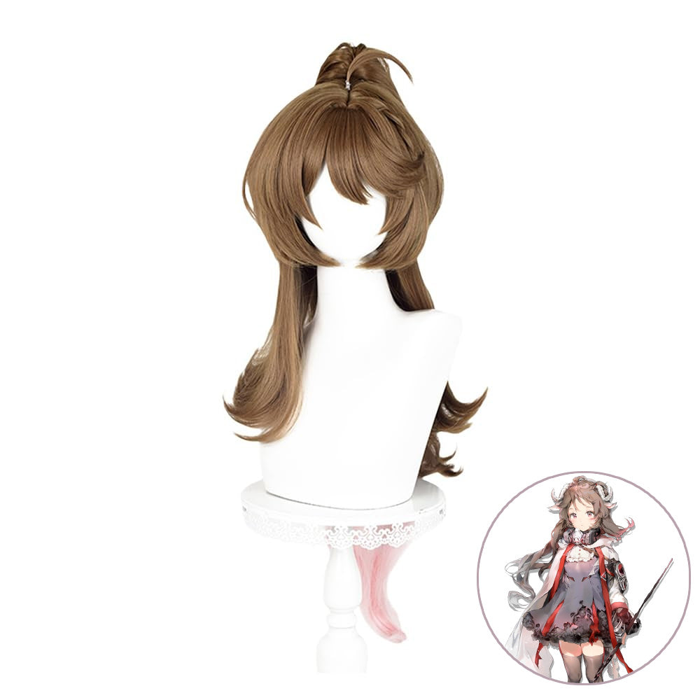 SAKUMETA EYJAFJALLA Brown Long Cosplay Wig with Ponytail