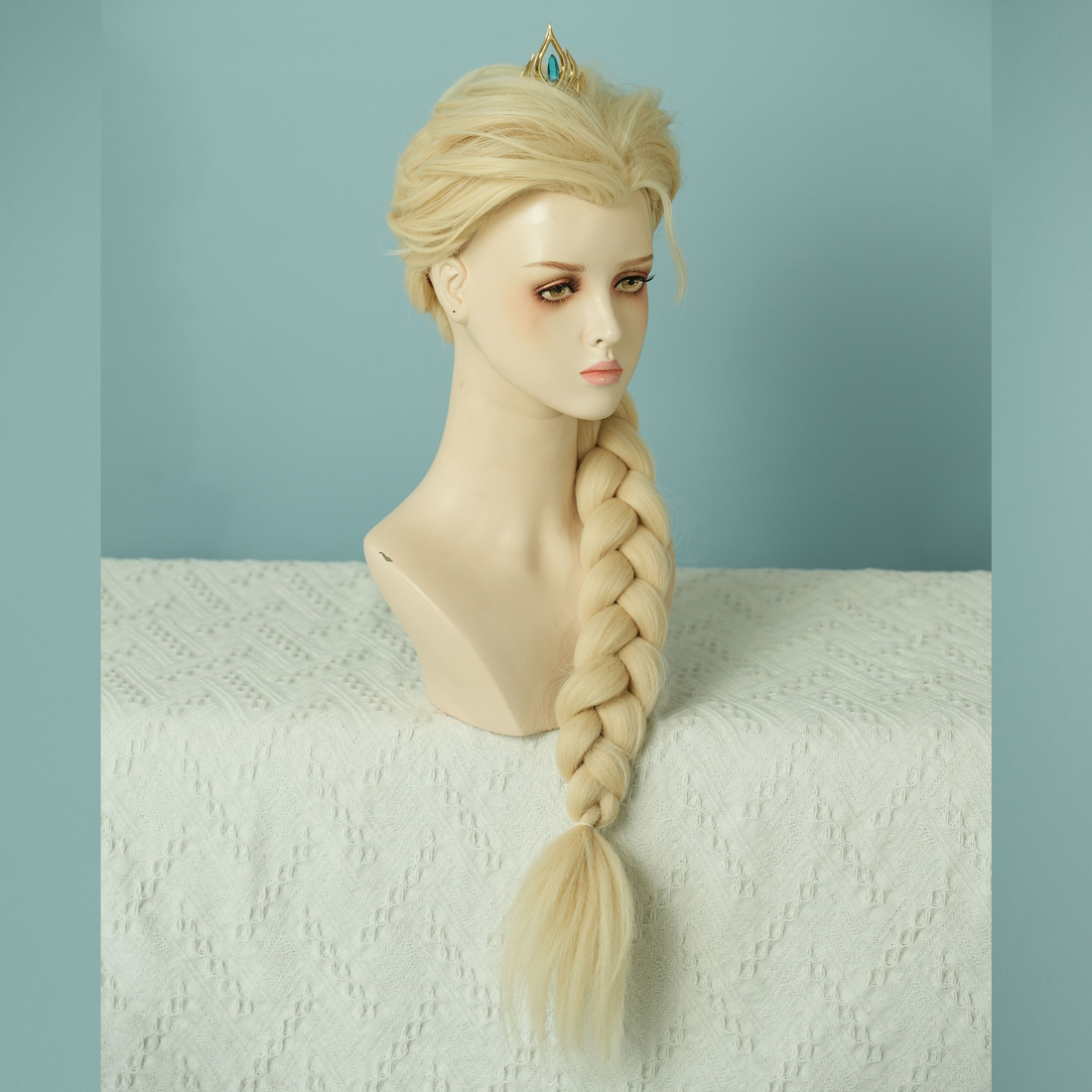 SAKUMETA Elsa Princess Cosplay Blonde Braided Wig For Frozen