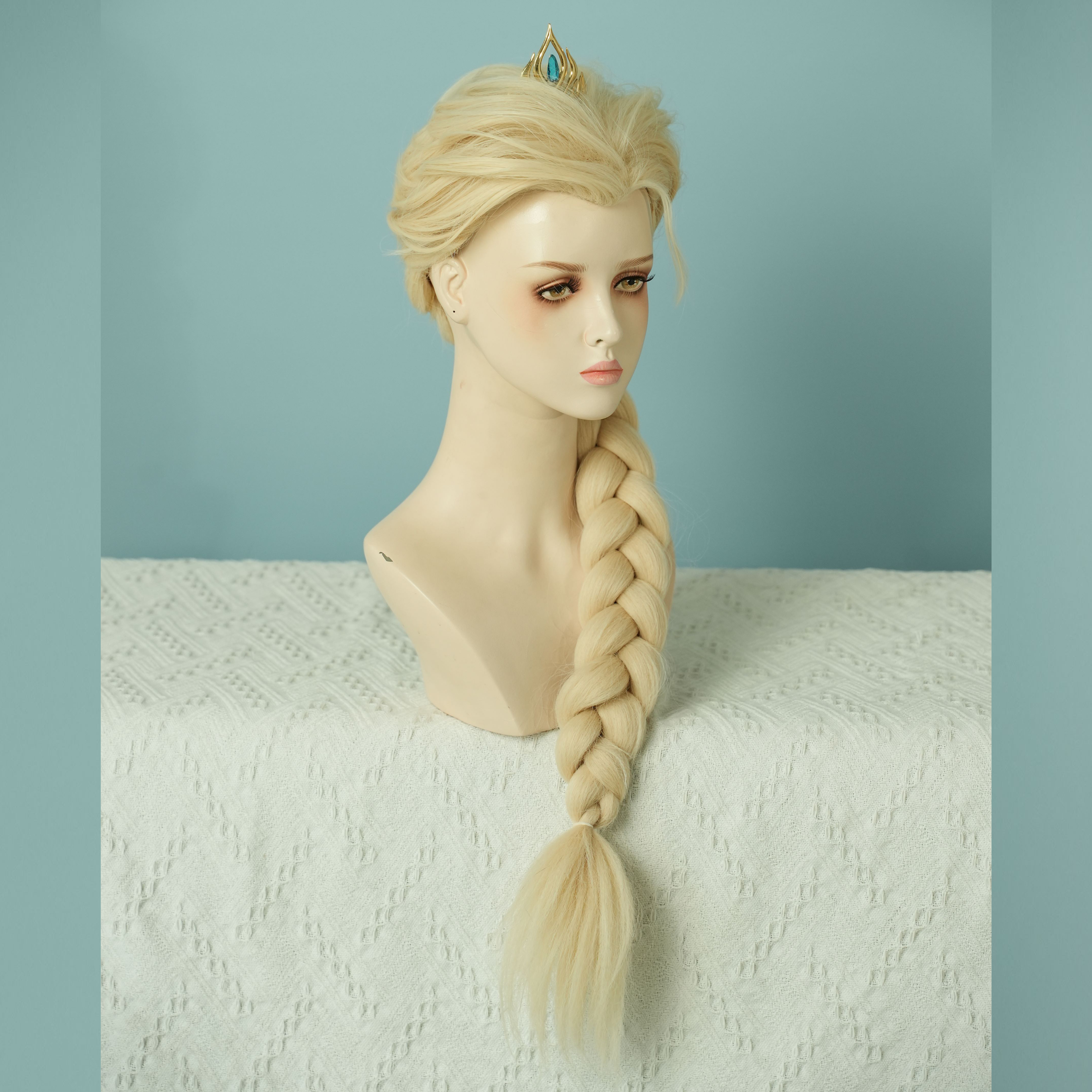 Perruque tressée blonde de la princesse Elsa de SAKUMETA pour Frozen 