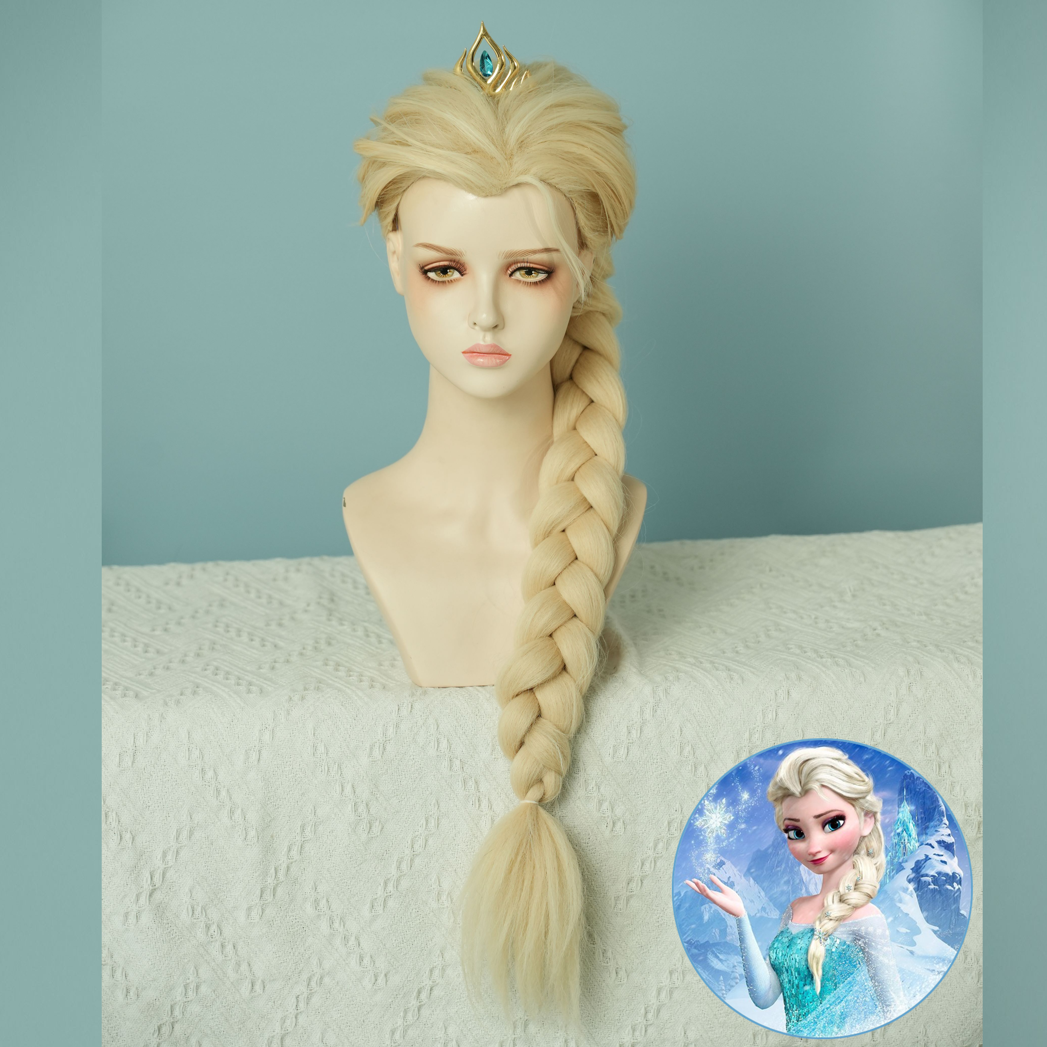 Perruque tressée blonde de la princesse Elsa de SAKUMETA pour Frozen 