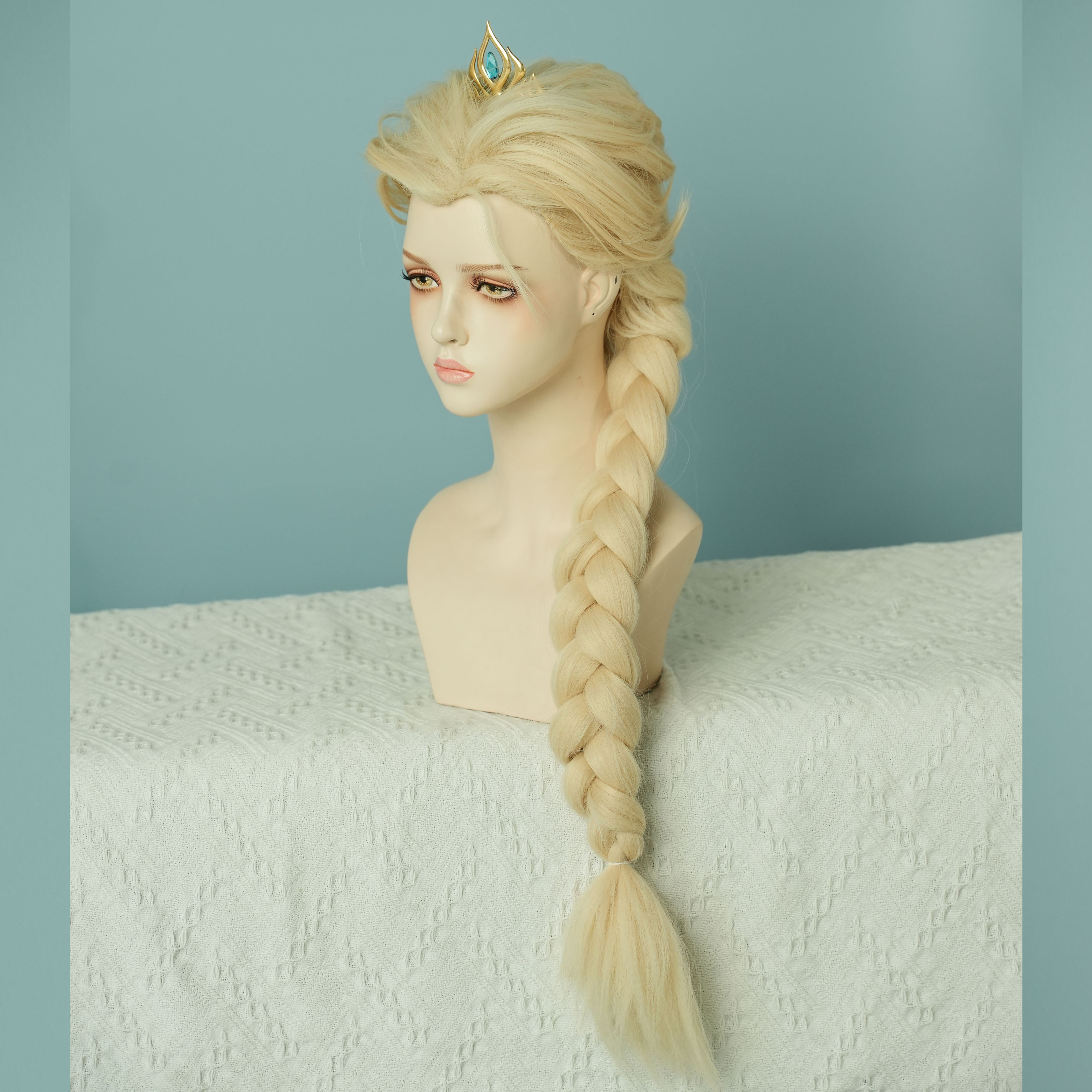Perruque tressée blonde de la princesse Elsa de SAKUMETA pour Frozen 