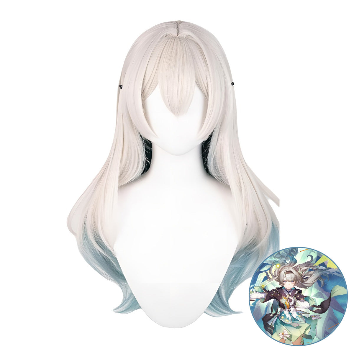 SAKUMETA FIREFLY Silver-Teal Gradient Long Cosplay Wig