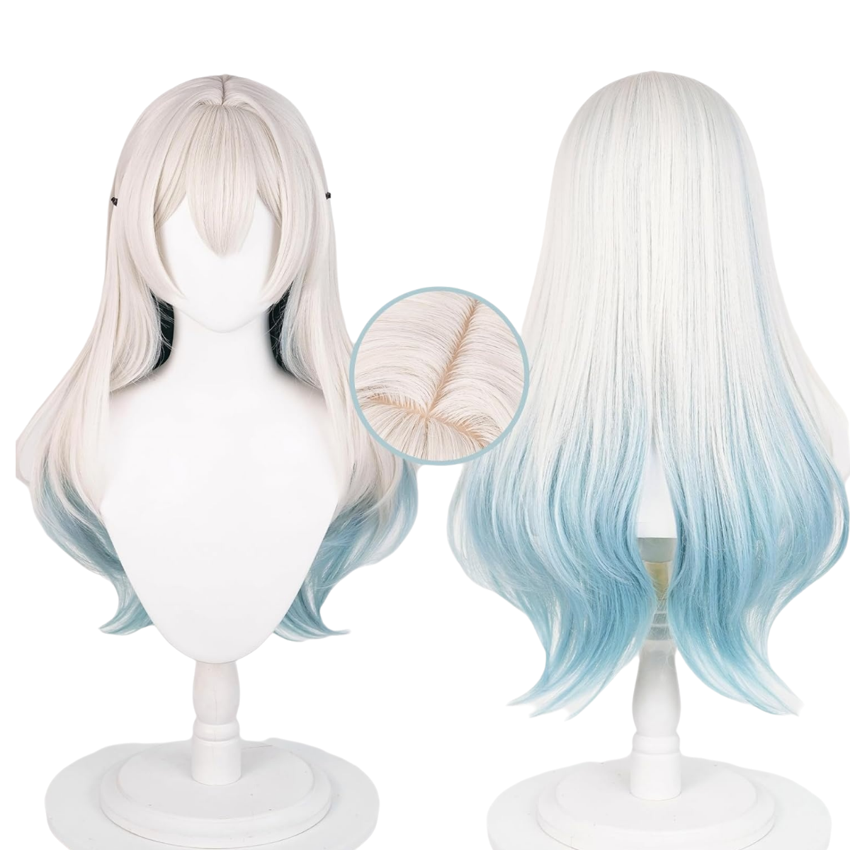 SAKUMETA FIREFLY Silver-Teal Gradient Long Cosplay Wig