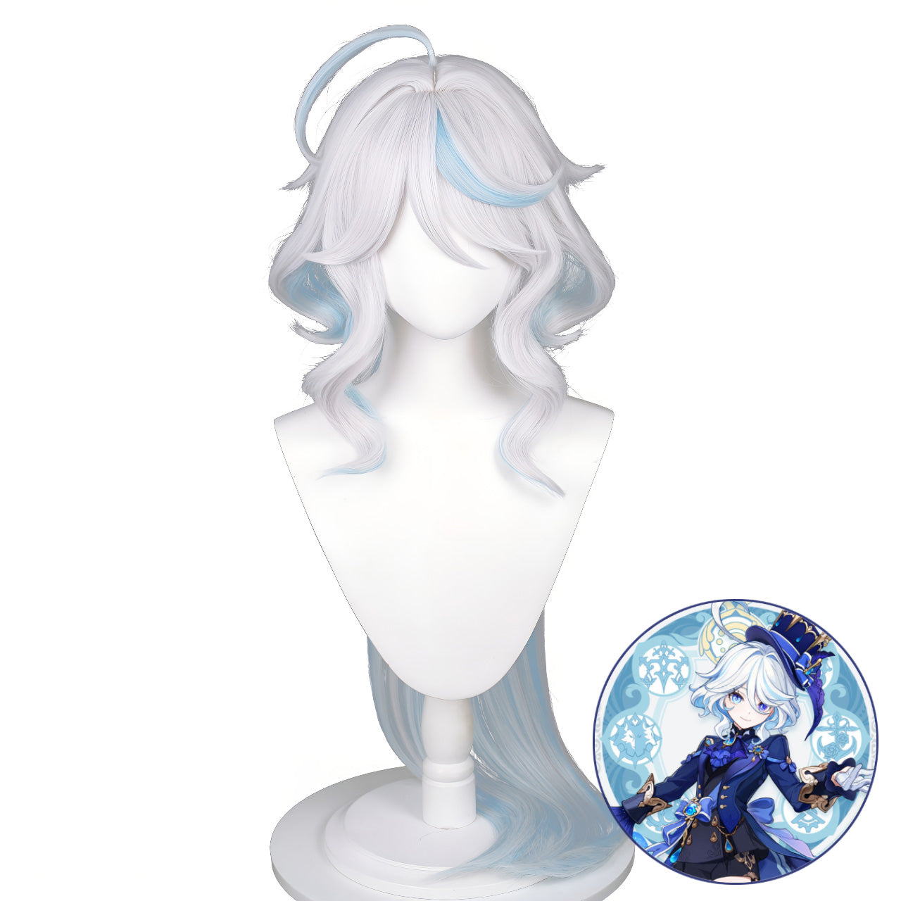 SAKUMETA FURINA White and Blue Cosplay Wig