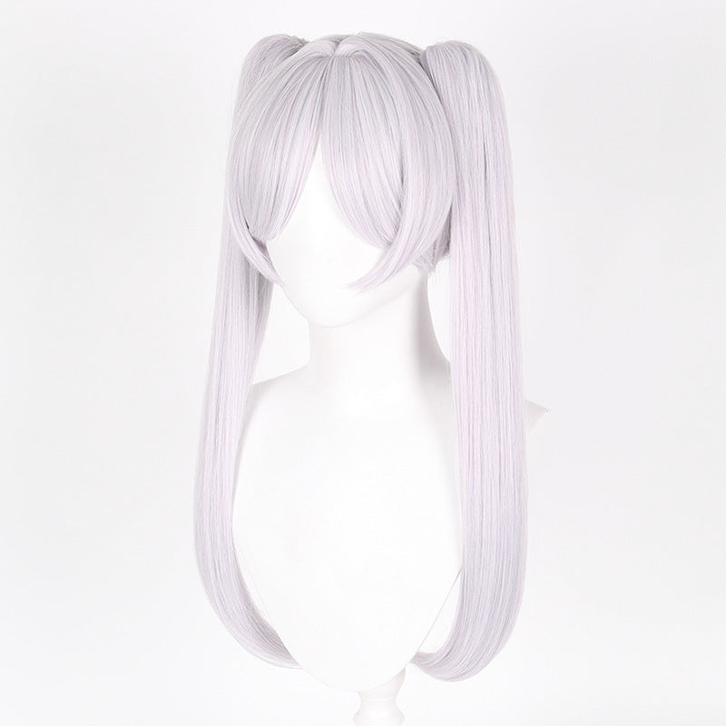 SAKUMETA Frieren Silver White Cosplay Wig with Twin Tails