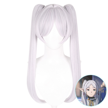 SAKUMETA Frieren Silver White Cosplay Wig with Twin Tails