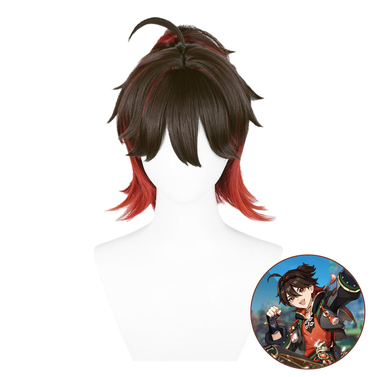 SAKUMETA GAMING Red Short Cosplay Wig with Ponytail
