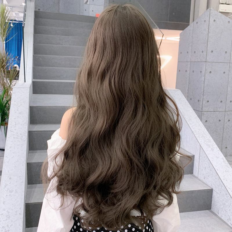 SAKUMETA Gris Brun Ondulé Avec Frange 