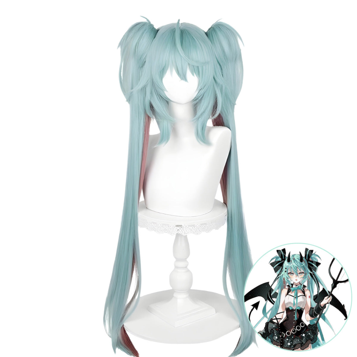 SAKUMETA HATSUNE MIKU RASCAL Light Green Long Cosplay Wig with Twin Tails