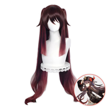 SAKUMETA HUTAO Burgundy Cosplay Wig with Twin Tails