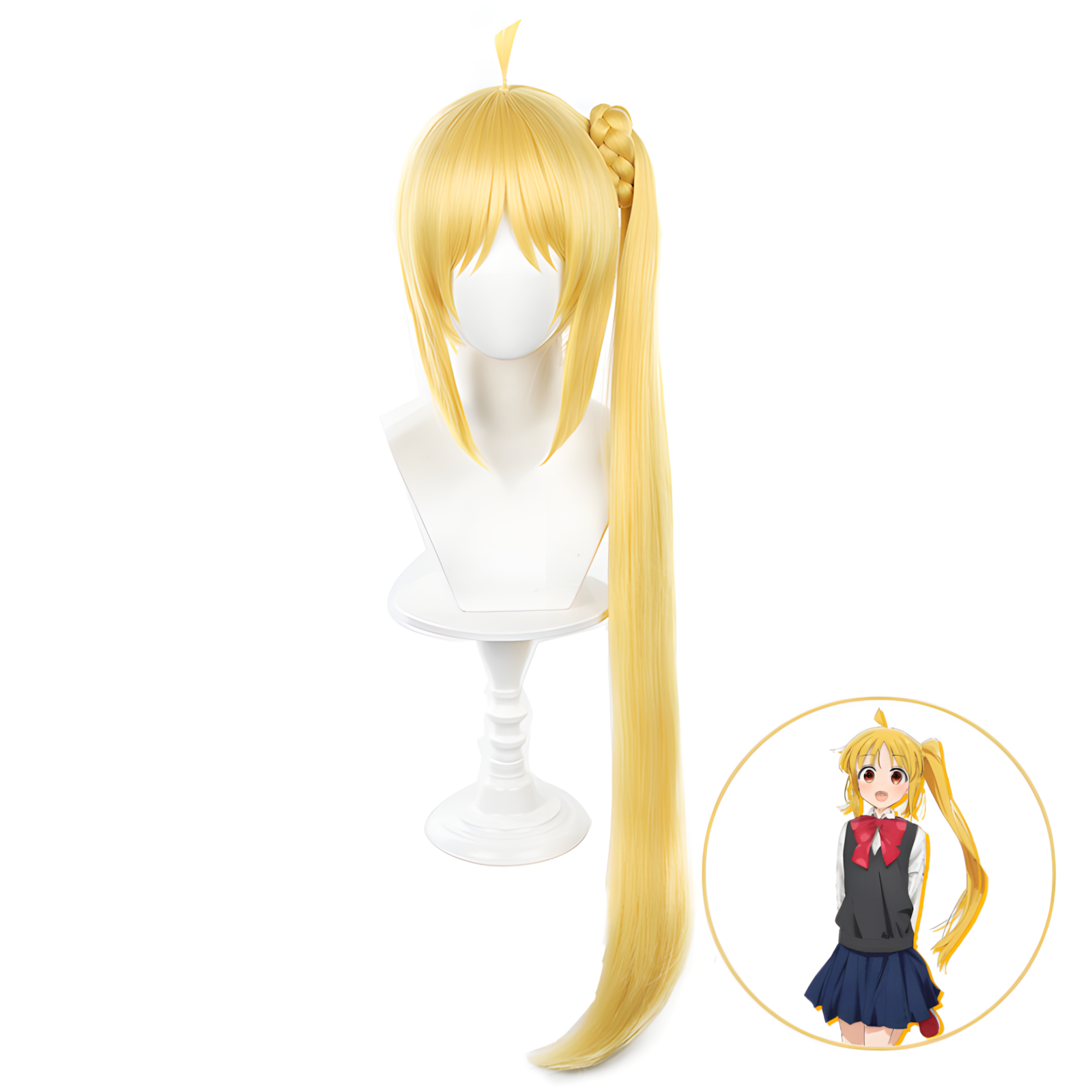 SAKUMETA IJICHI NIJIKA Gold Long Cosplay Wig with Ponytail