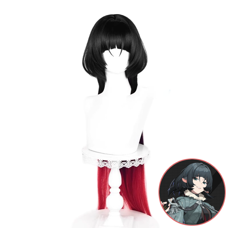 SAKUMETA JANE DOE Schwarz-Rot Ombre Cosplay-Perücke mit Pferdeschwanz 