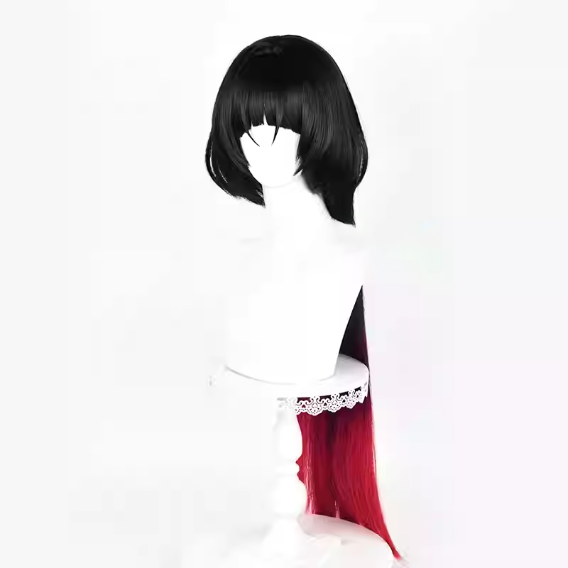 SAKUMETA JANE DOE Schwarz-Rot Ombre Cosplay-Perücke mit Pferdeschwanz 