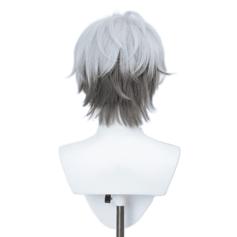 SAKUMETA JAYE Silver-Gray to Brown Gradient Short Cosplay Wig