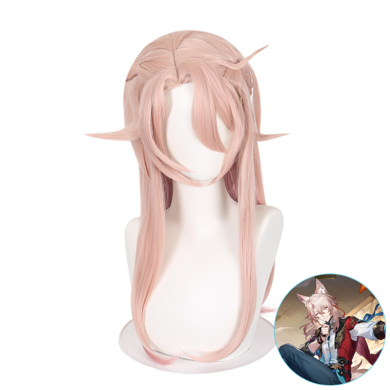 Perruque de cosplay rose avec tresses SAKUMETA JIAO QIU 