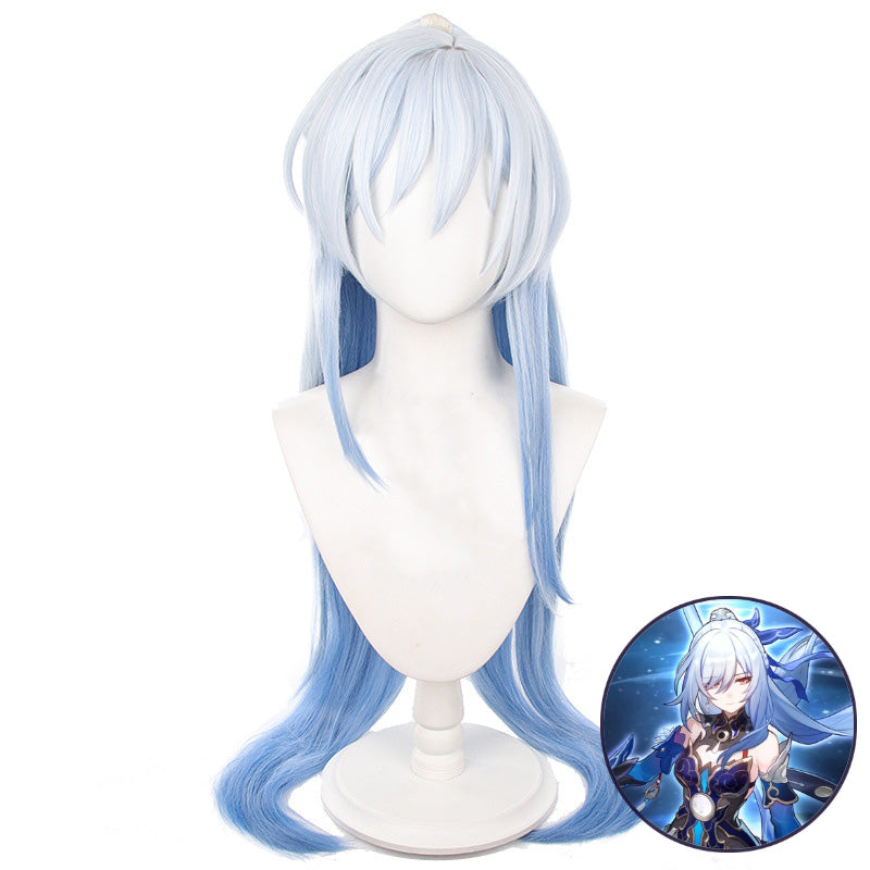 SAKUMETA JINGLIU Silver-White to Blue Gradient Long Cosplay Wig