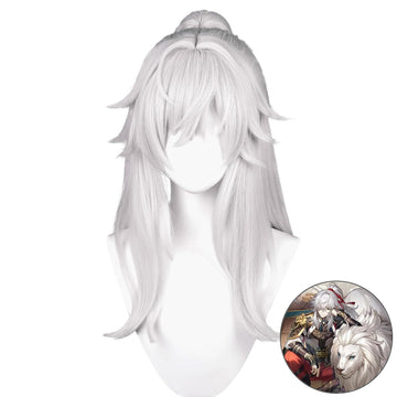 SAKUMETA JING YUAN Silver-Gray Cosplay Wig with Ponytail