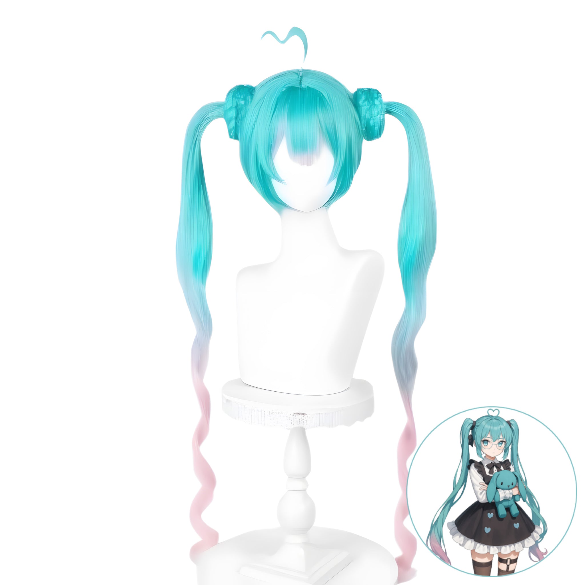 SAKUMETA JIRAI-KEI MIKU Green to Pink Gradient Long Cosplay Wig with Twin Tails