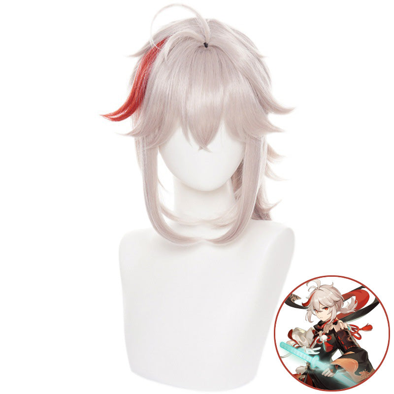SAKUMETA KAEDEHARA KAZUHA Gold and Red Highlighted Cosplay Wig with Ponytail
